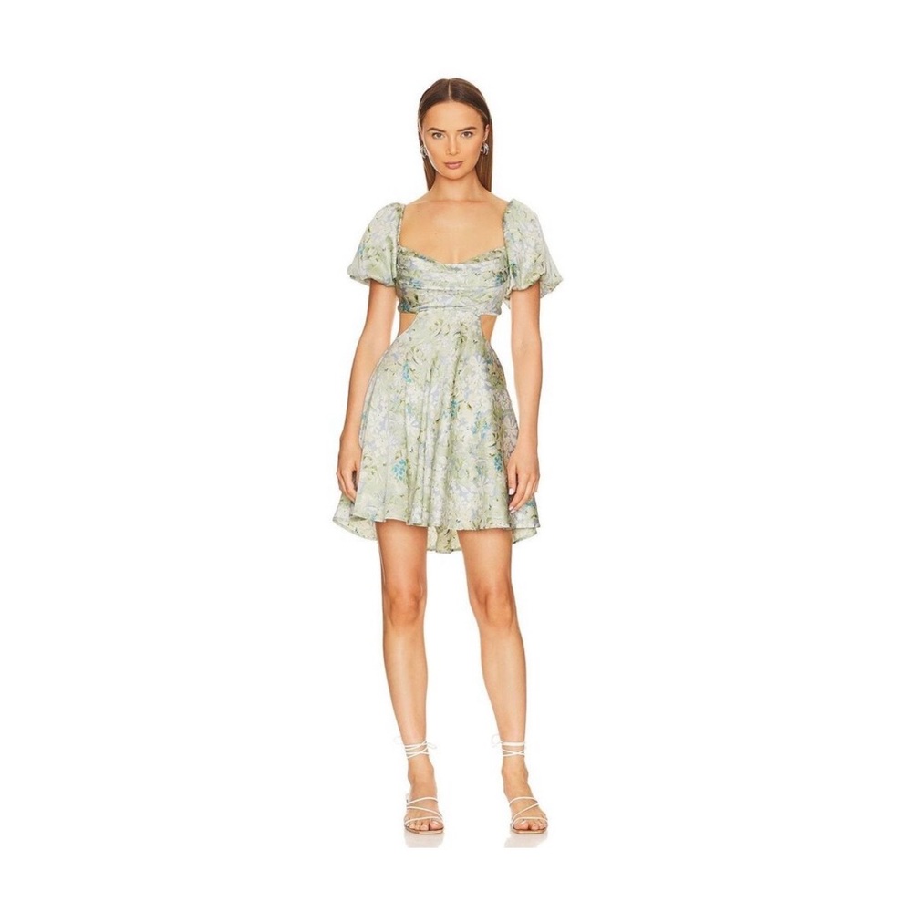 ASTR The Label Clarita Dress in Green and Blue Floral